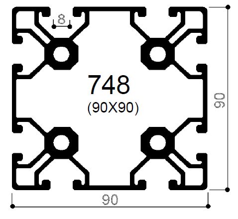 perfil de aluminio modular cod 748