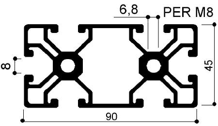 perfil de aluminio modular cod 751