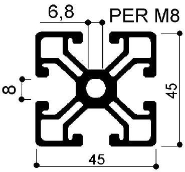 perfil aluminio modular 45x45