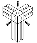 juntas de tres vías para perfiles modulares de aluminio