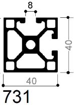 Perfil de aluminio modular 40x40 con 3 ranuras