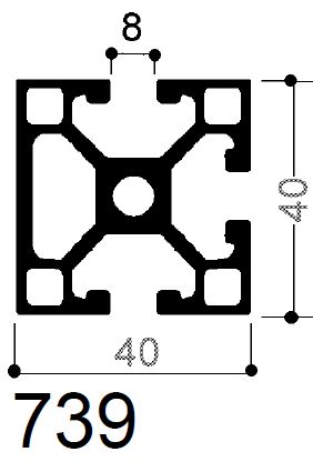 perfil de aluminio modulado 2 ranuras 40x40