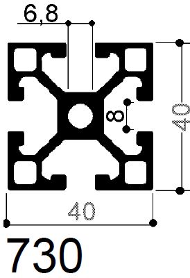 Perfil modular de aluminio de 40 x 40 mm