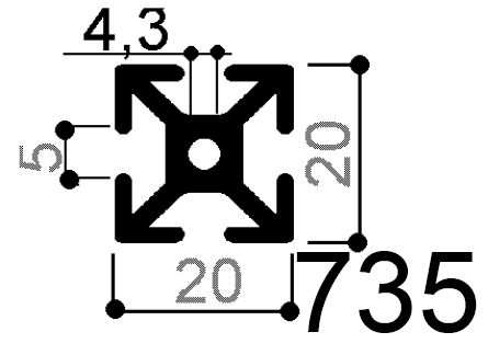 perfil de aluminio modular 20 x 20 mm