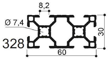 profilé aluminium modulaire cod 328