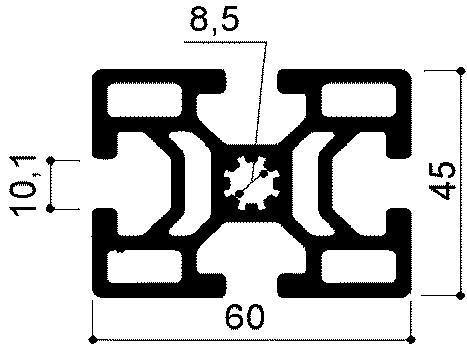 profilé modulaire en aluminium cod 367