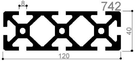 profilé modulaire en aluminium cod 742