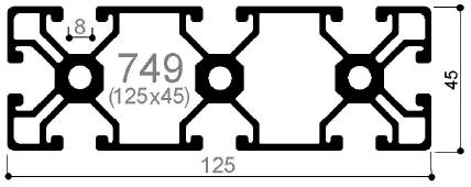 profilé modulaire en aluminium cod 749