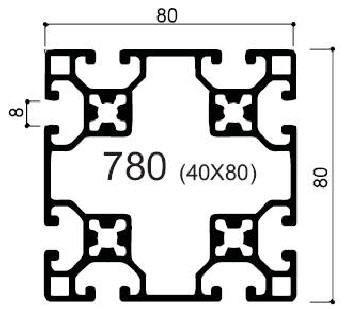 profilé modulaire en aluminium code 780