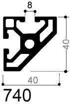 profilé aluminium modulé 2 fentes 40x40 chanfreiné