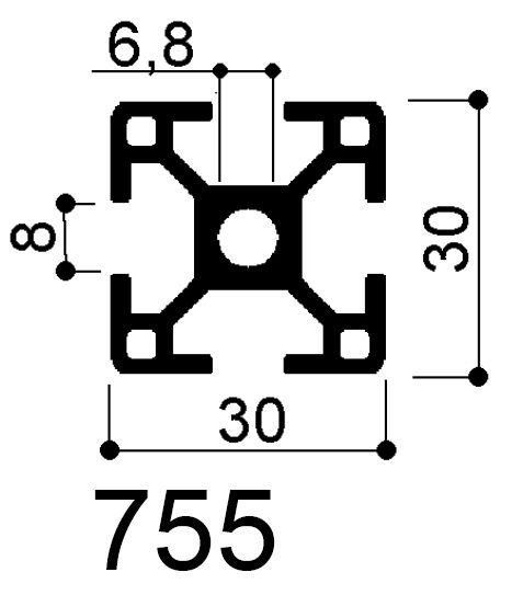 profilé aluminium modulaire 30 x 30 mm