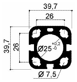 Aluminiumprofil für Pneumatikzylinder Durchmesser 25 mm