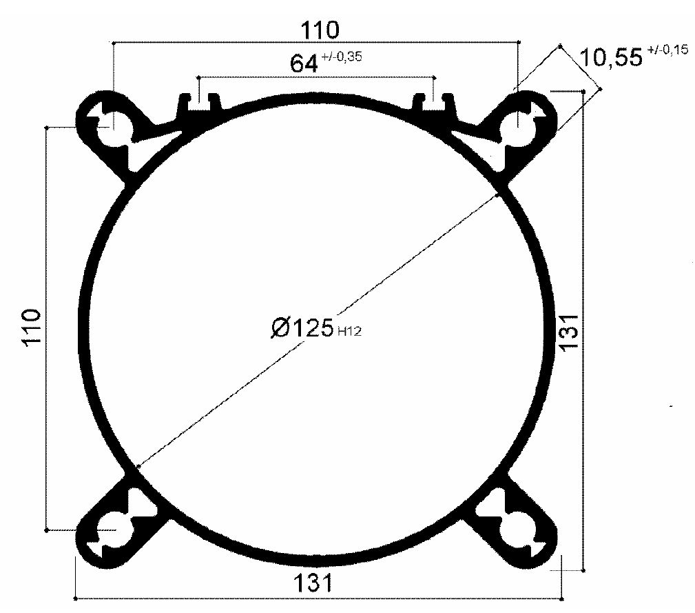 Rohr mit 125 mm Durchmesser zur Herstellung von Pneumatikzylindern