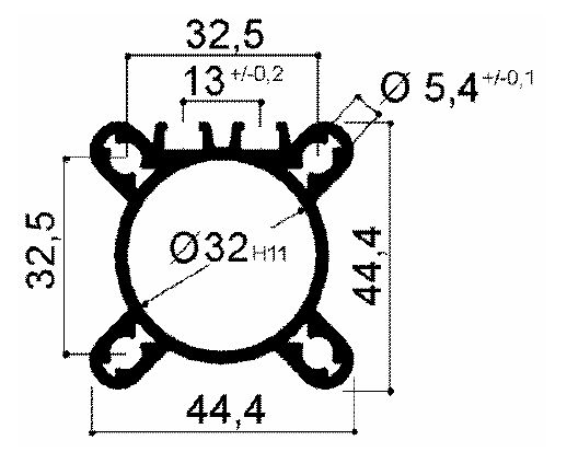 Aluminiumrohr für Leuchtenserie Durchmesser 32