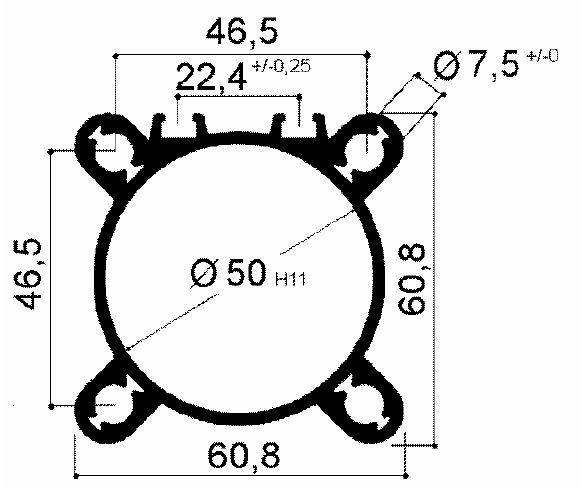 Aluminiumrohr für Pneumatikzylinder der Serie 50