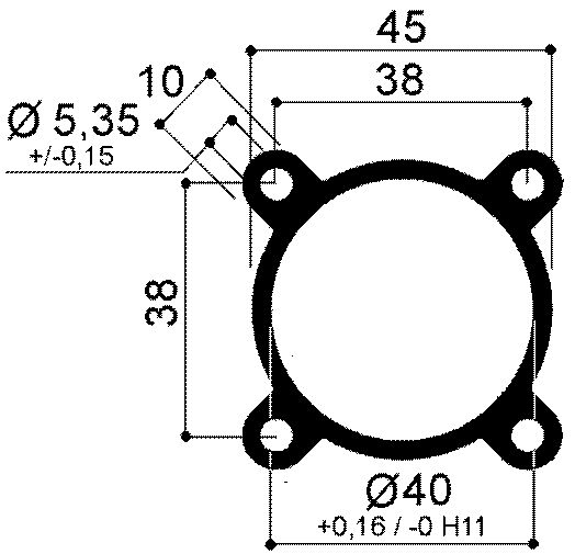 Aluminiumprofil für Pneumatikzylinder mit Bohrungsdurchmesser 40 mm