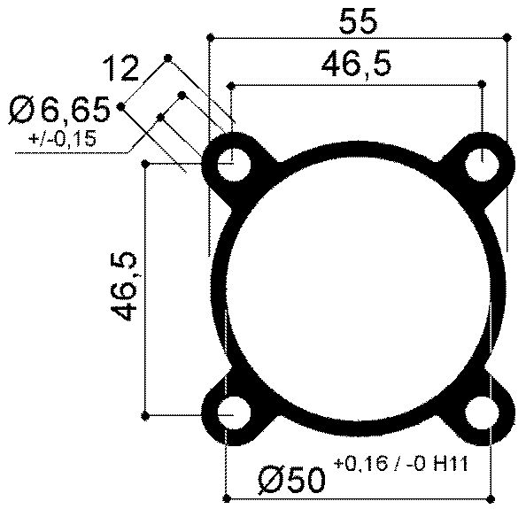 Aluminiumrohr für Pneumatikzylinder vom Typ Mickey, Durchmesser 50 mm