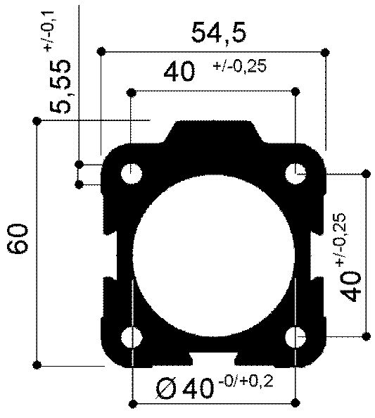 Aluminiumrohr für Kurzhub-Pneumatikzylinder, Durchmesser 40 mm