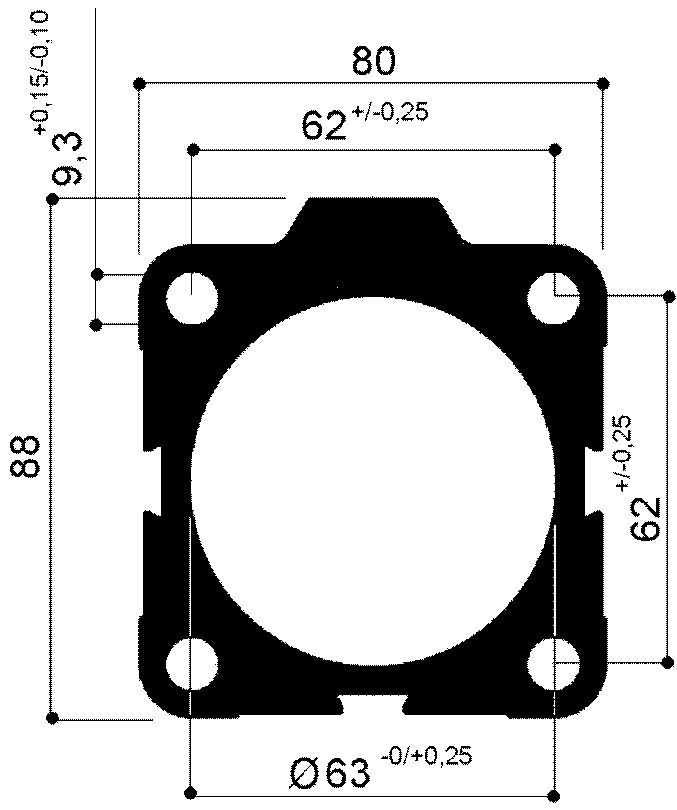 Kurzhub-Pneumatikzylinder Durchmesser 63: Aluminiumprofil