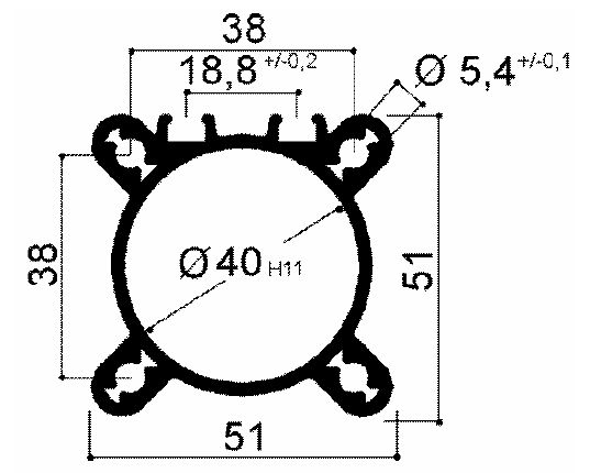 profile for light pneumatic cylinders diameter 40