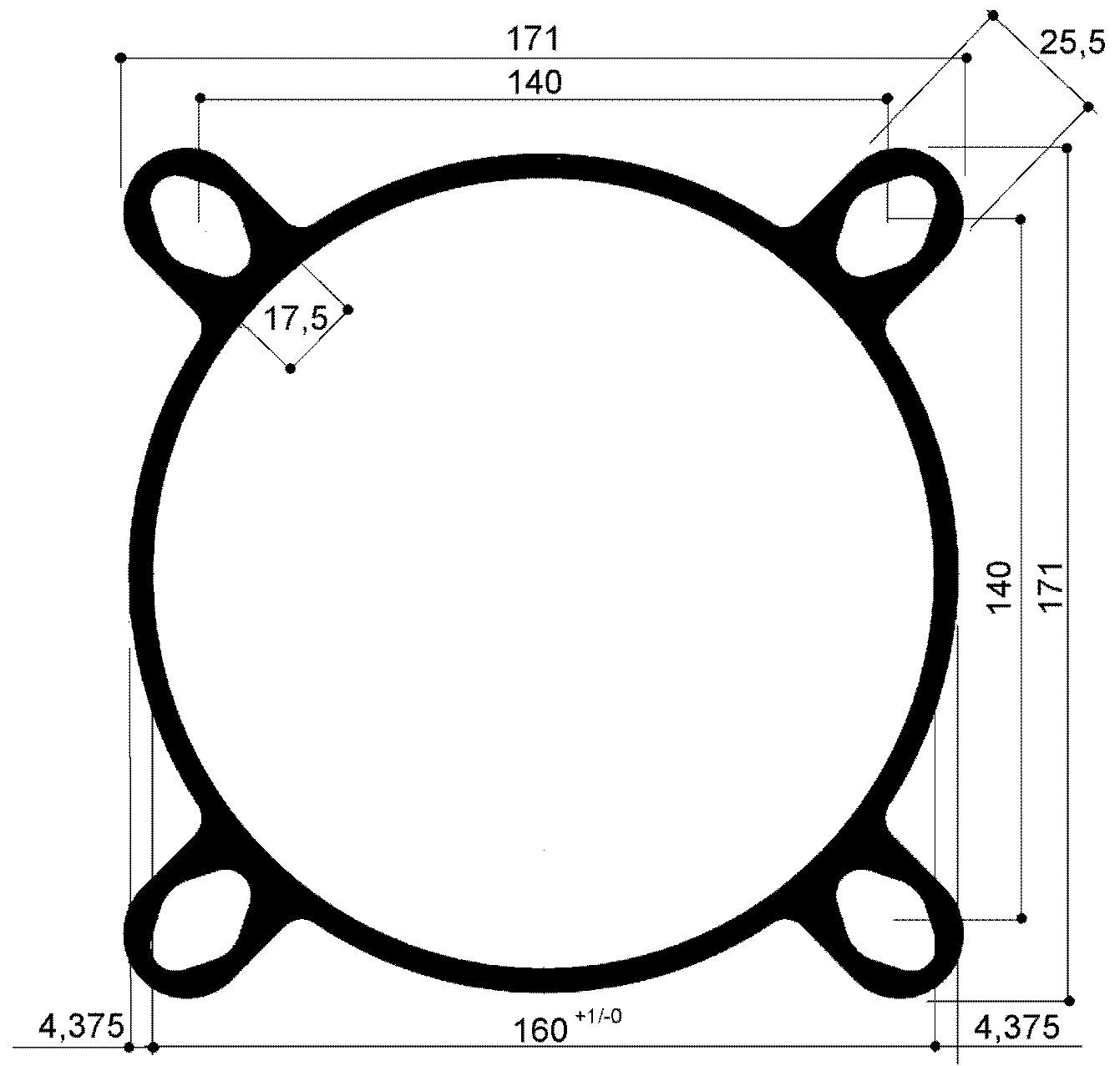 pneumatic cylinders diameter 160mm: aluminum profile