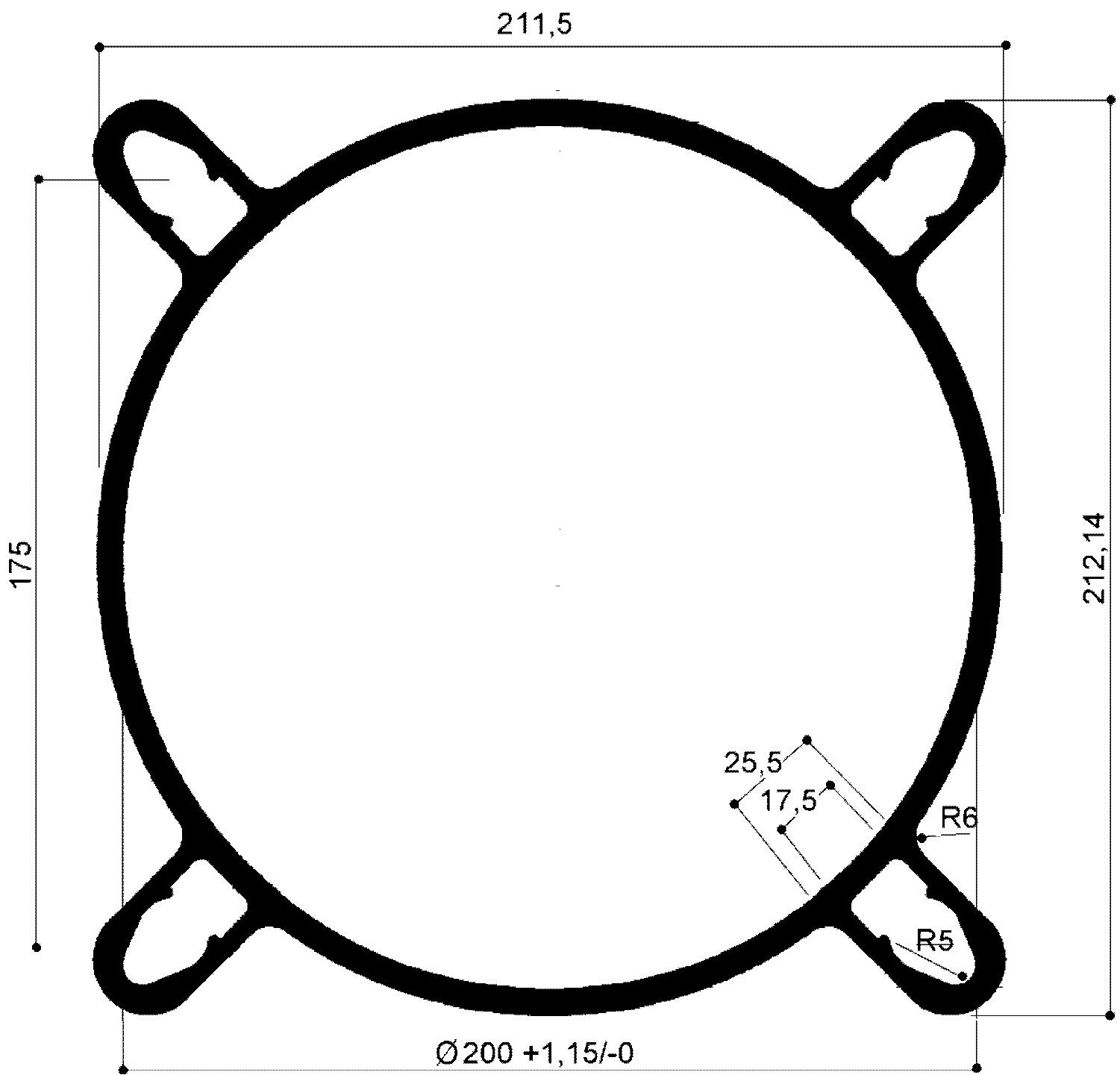 pneumatic cylinders diameter 200mm: aluminum profile