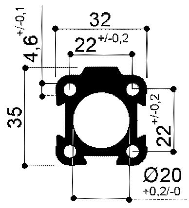 series 94 aluminum profile for the production of pneumatic cylinders