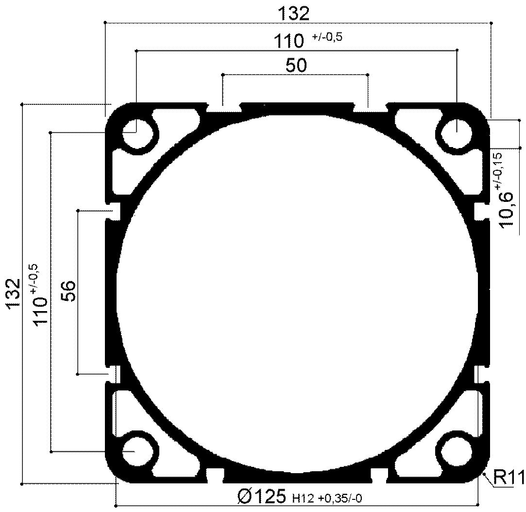 pneumatic cylinders ISO 15552 ex 6431 diameter 125: aluminum profile