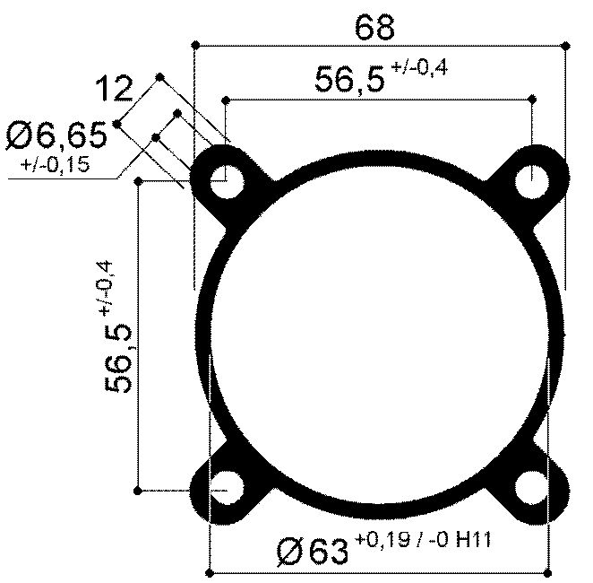 manchon avec oreilles en aluminium pour vérin pneumatique avec alésage 80mm