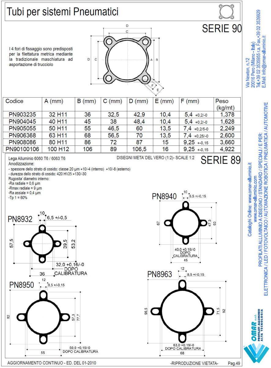 tubes calibrés en aluminium