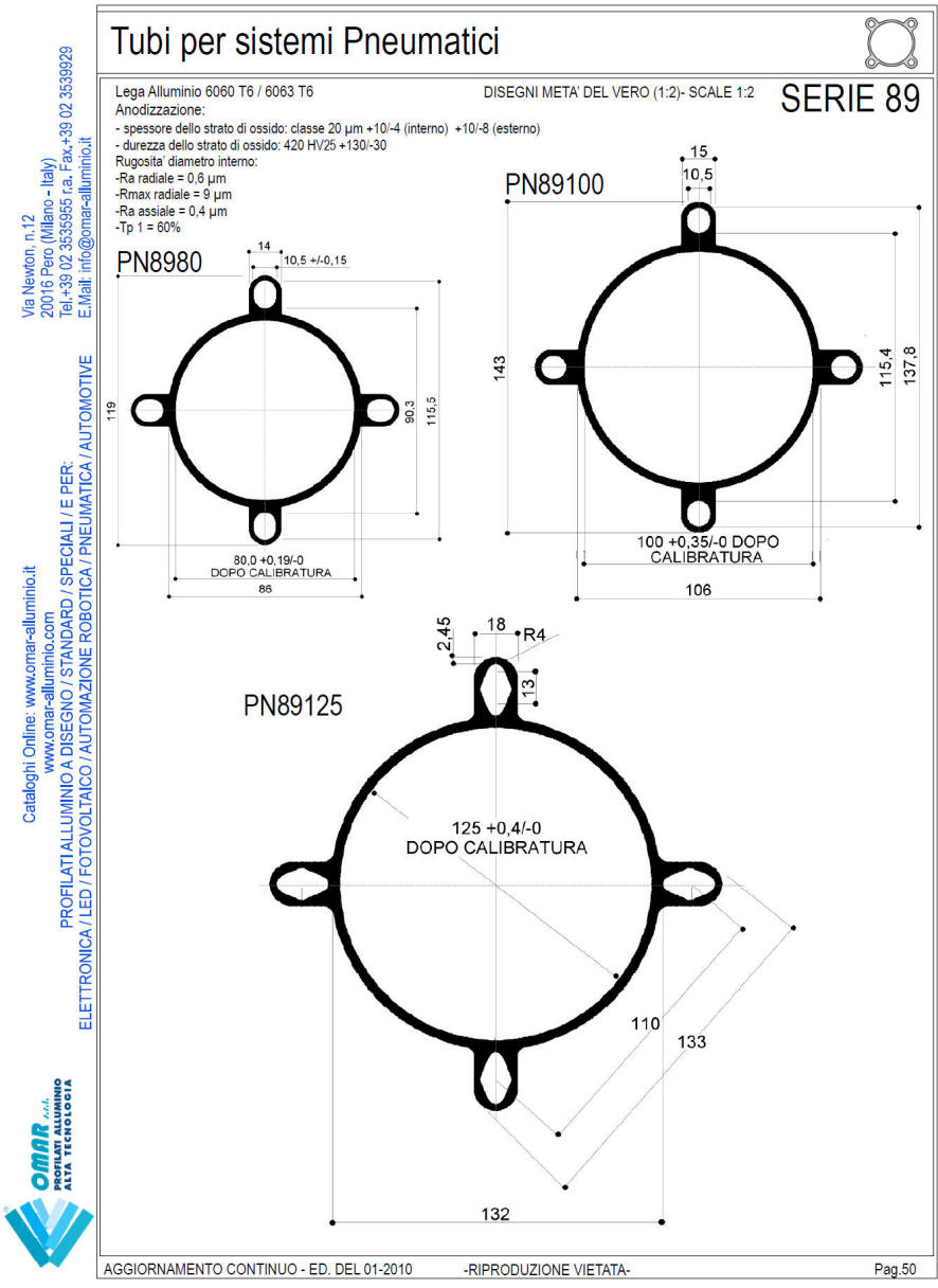 profils de cylindre pneumatique en aluminium