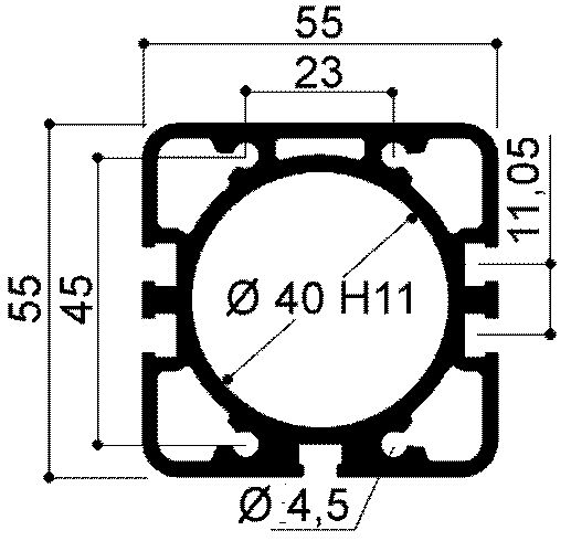 profil aluminiowy do produkcji cylindrów pneumatycznych