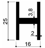 code art. FM2229 : H-shaped aluminum profile