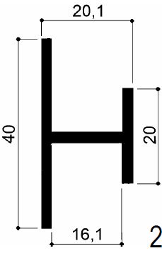 code art. FM2230 : H-shaped aluminum profile