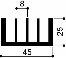 code art. FM441 : Aluminum heat sinks in bars