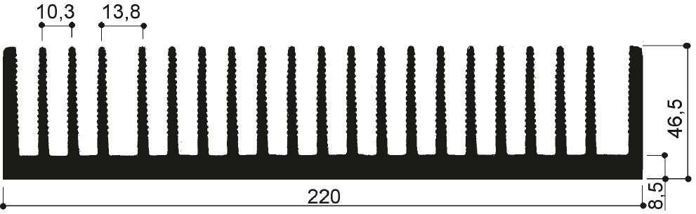 code art. FM445 : Aluminum heat sinks in bars