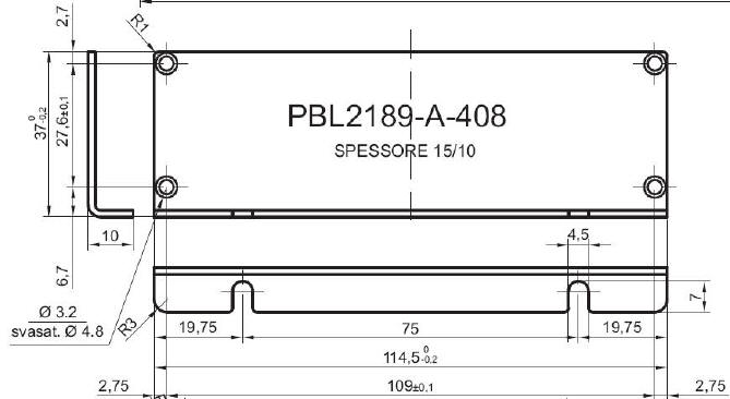 standard L-shaped panel in aluminum for art.2189