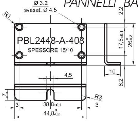 standard L-shaped panel in aluminum for art.2448