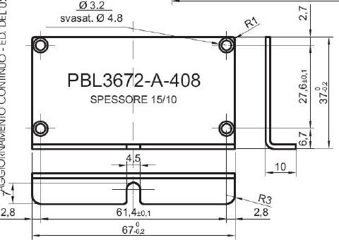 standard L-shaped panel in aluminum for art.3672