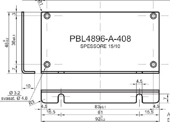 standard L-shaped panel in aluminum for art.4896