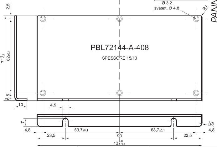 standard L-shaped panel in aluminum for art.7272