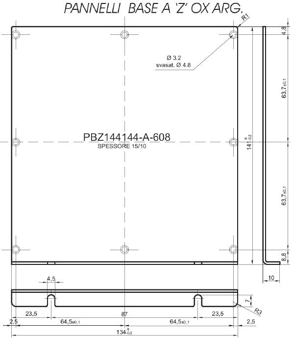 standard Z-panel in aluminum for art.144x144