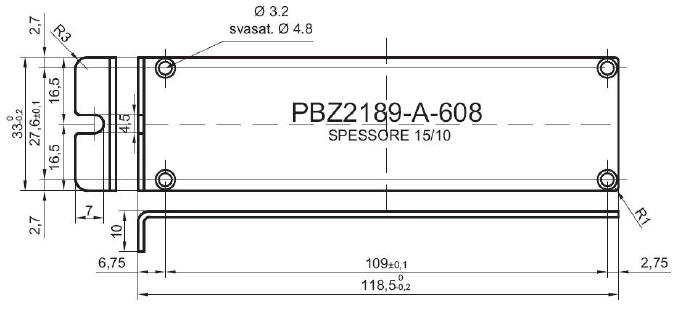 standard Z-panel in aluminum for art.2189