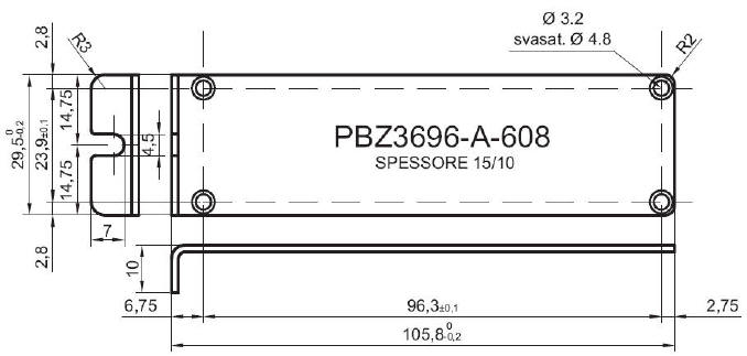 standard Z-panel in aluminum for art.3696