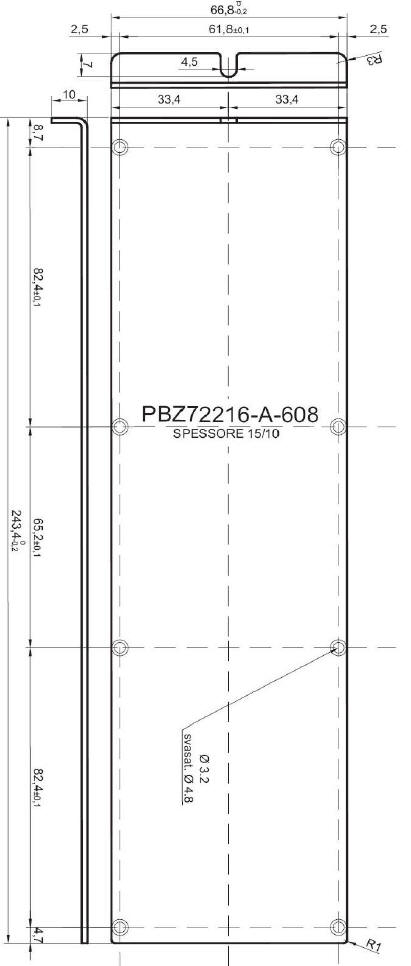 standard Z-panel in aluminum for art.72216