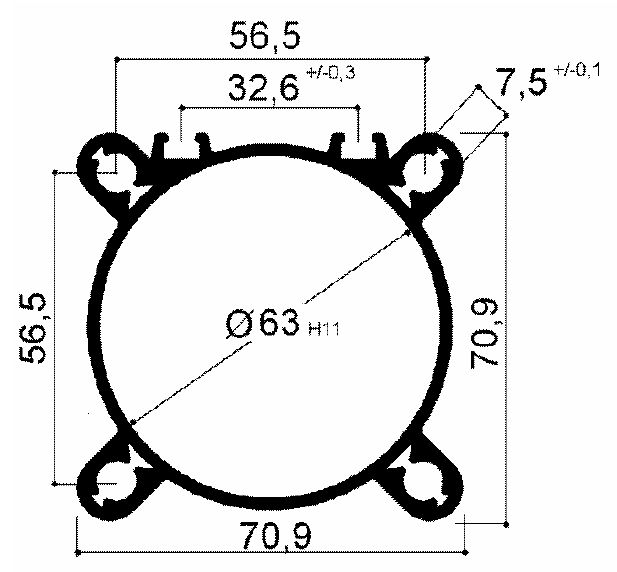 light series profile diameter 80 for pneumatic cylinders