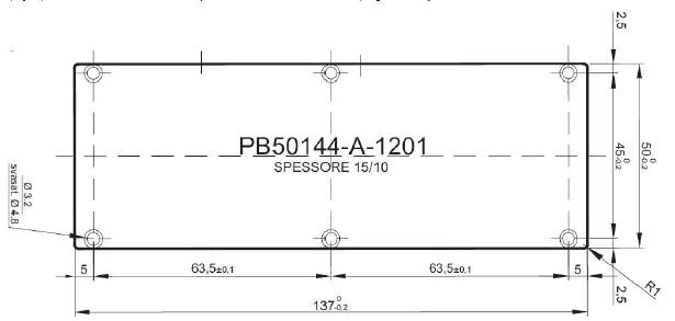 pannello standard in alluminio per art.50144