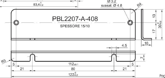 pannello a L standard in alluminio per art.2207