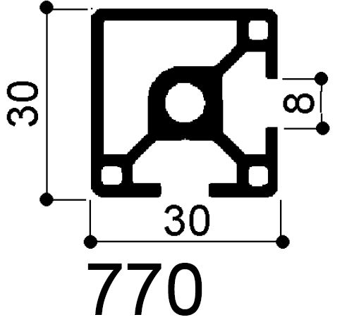 aluminum profile modulated 2 slots 30x30